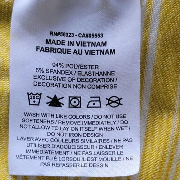 Nike Dri Fit Striped Polo Shirt Yellow White Men Size 2XL Golf Activewear - Picture 13 of 14